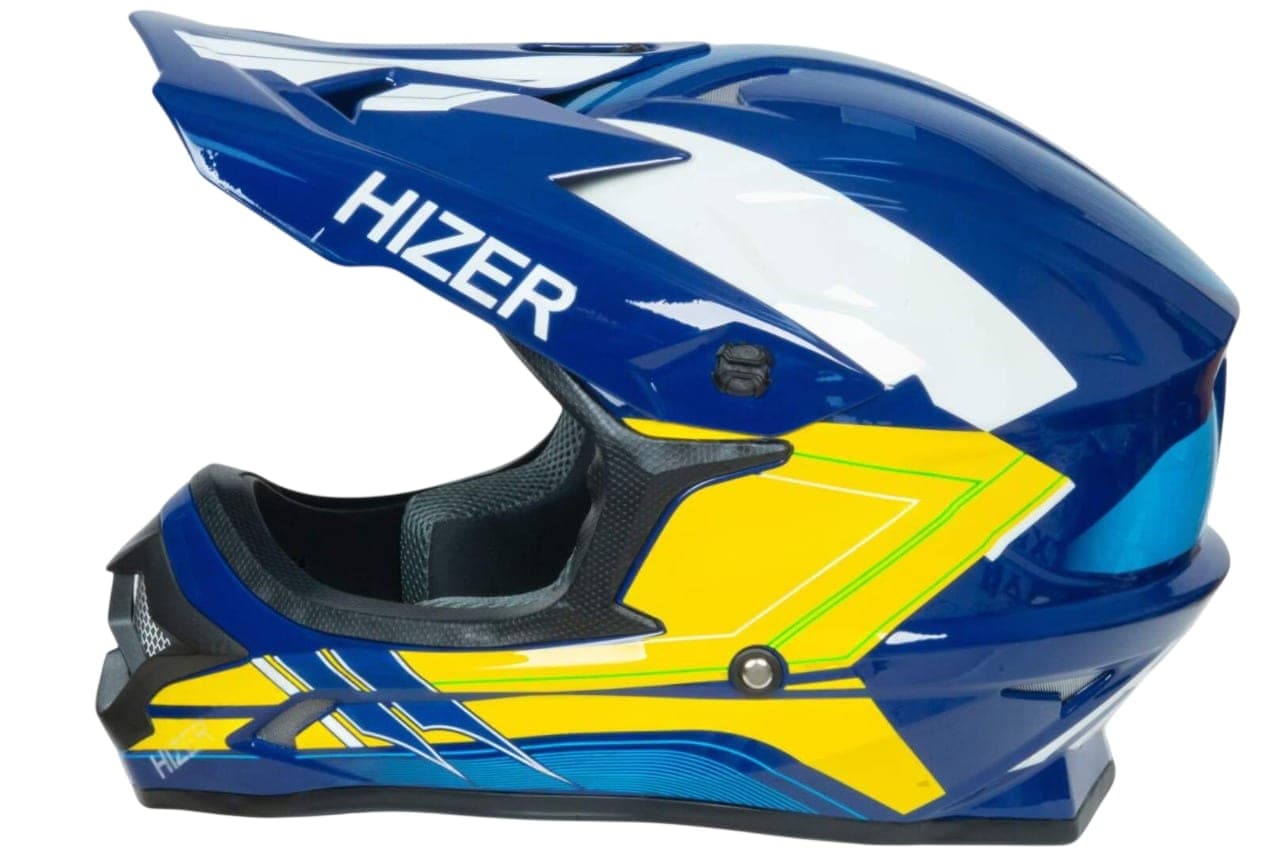 Шлем кроссовый HIZER J6805 №3 yellow/blue